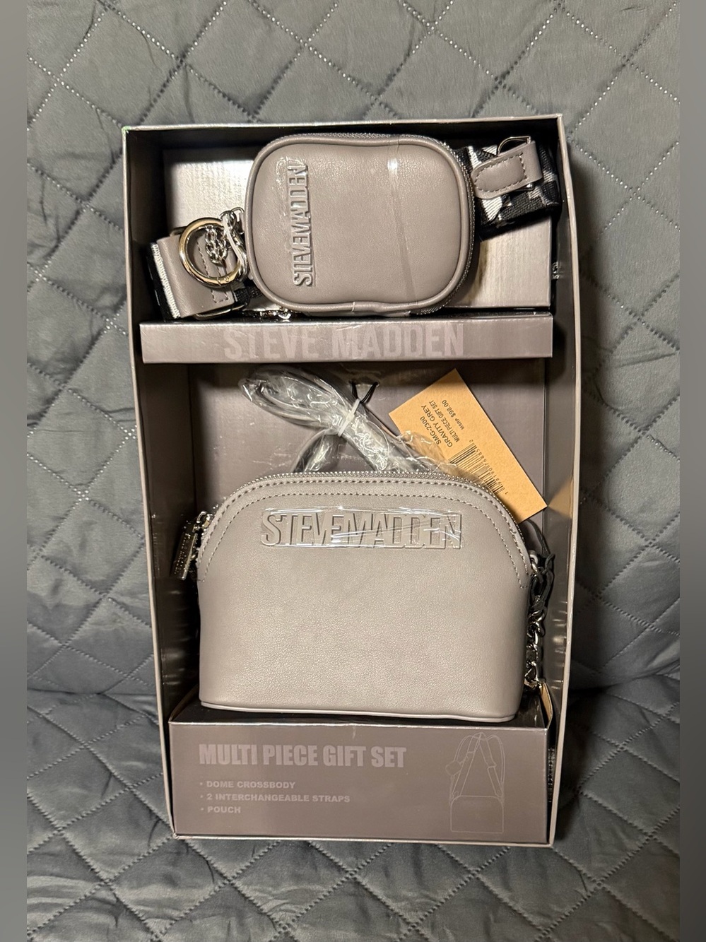 Steve Madden Multi Piece Gift Set Crossbody Bag Grey